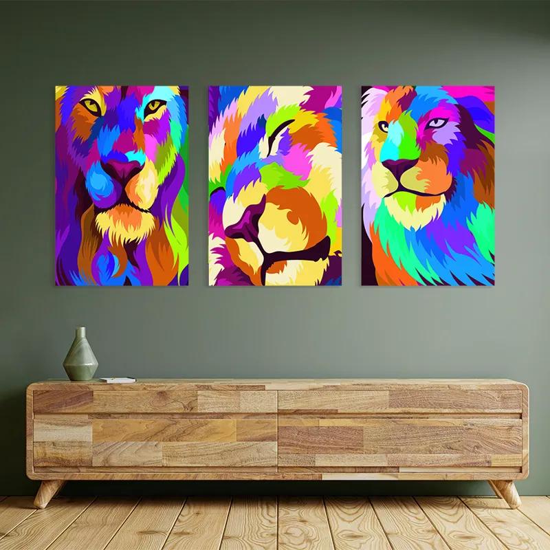 többrészes vászonkép Lion Set mockup 2