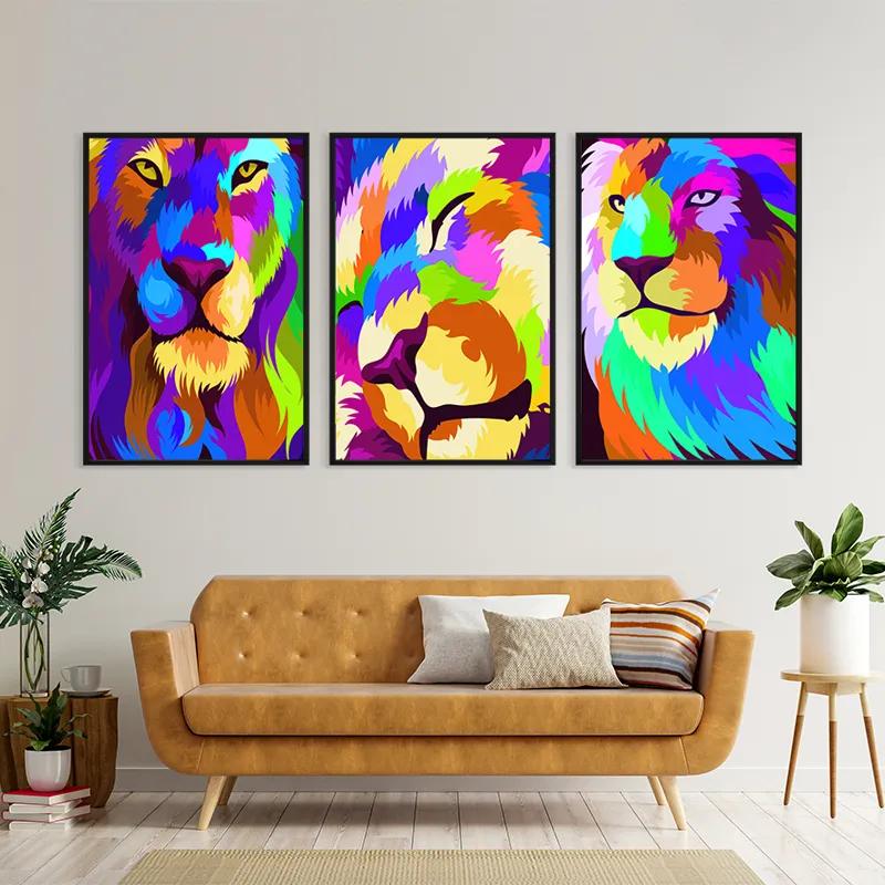 többrészes vászonkép Lion Set mockup 4