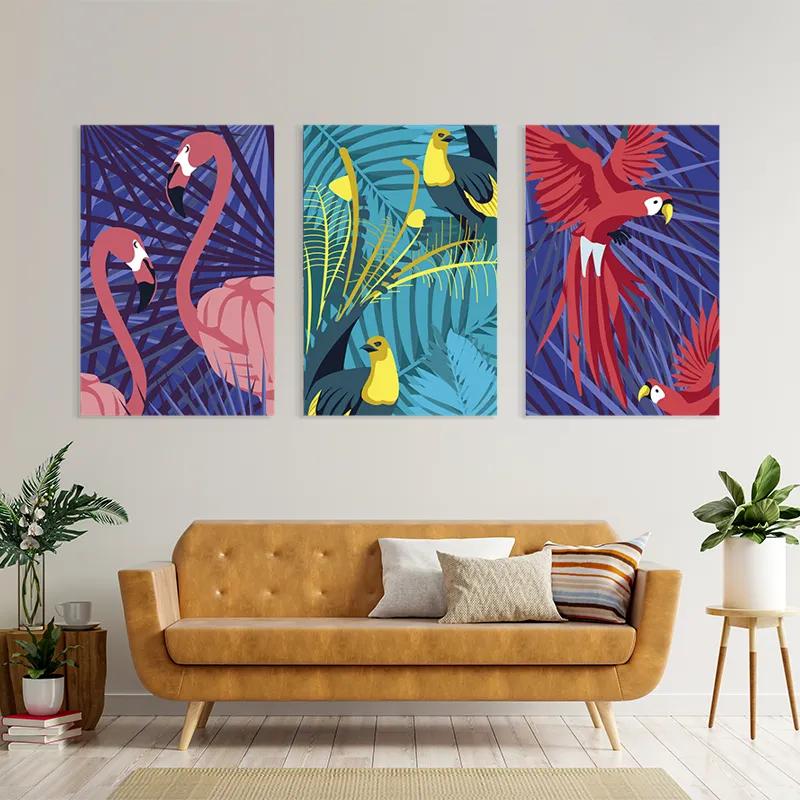 többrészes vászonkép Exoticirds Set mockup 4