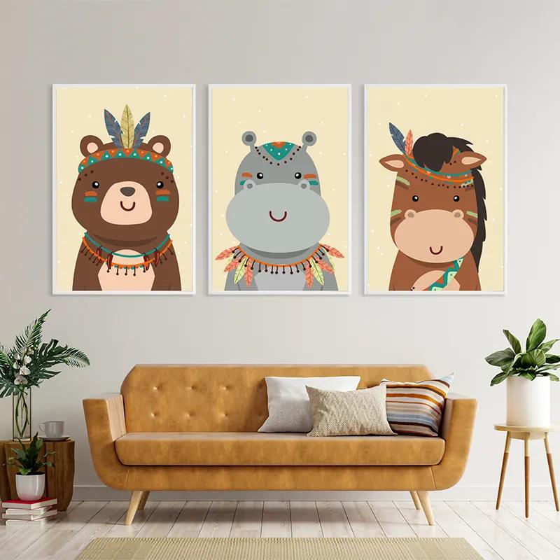 többrészes vászonkép Indiannimals Set mockup 4