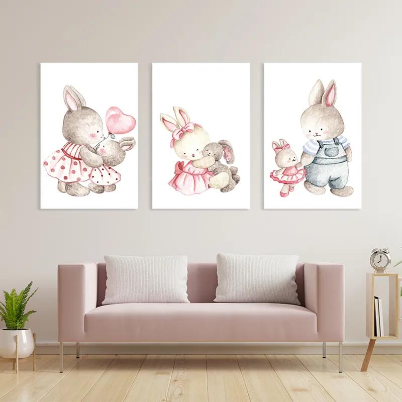többrészes vászonkép Bunny Family mockup 3