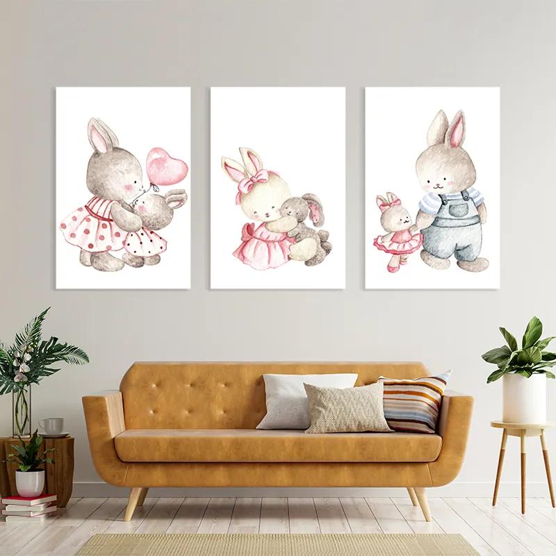 többrészes vászonkép Bunny Family mockup 4
