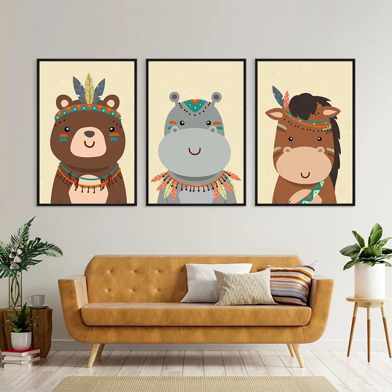 többrészes vászonkép Indiannimals Set mockup 4