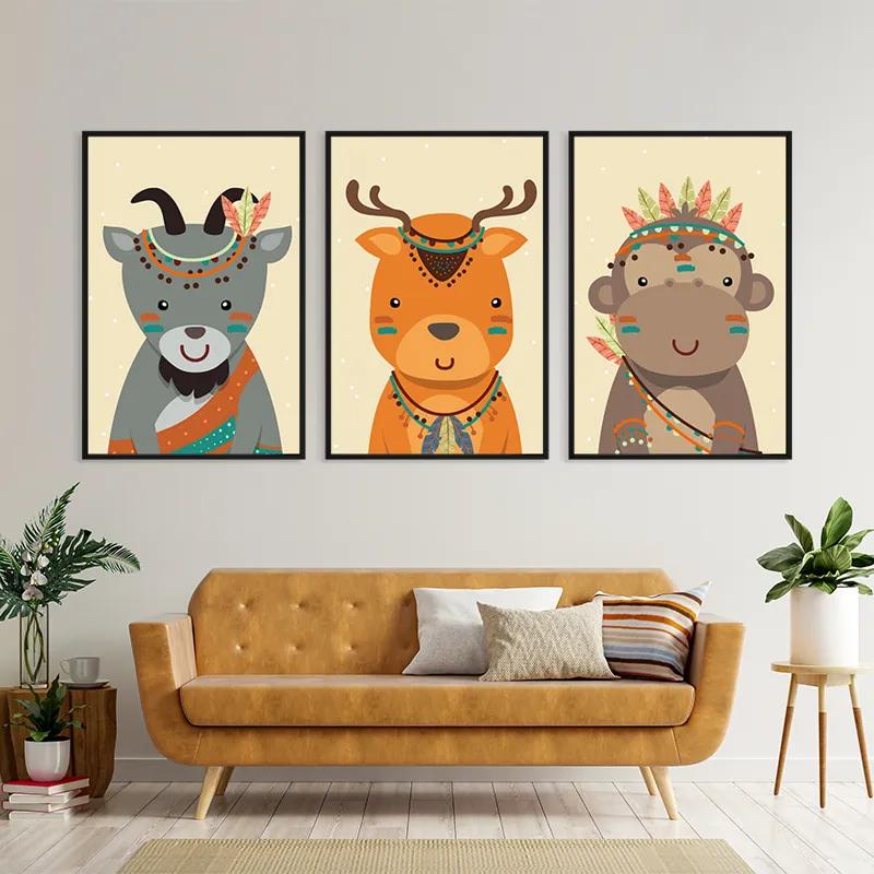 többrészes vászonkép Indiannimals mockup 4