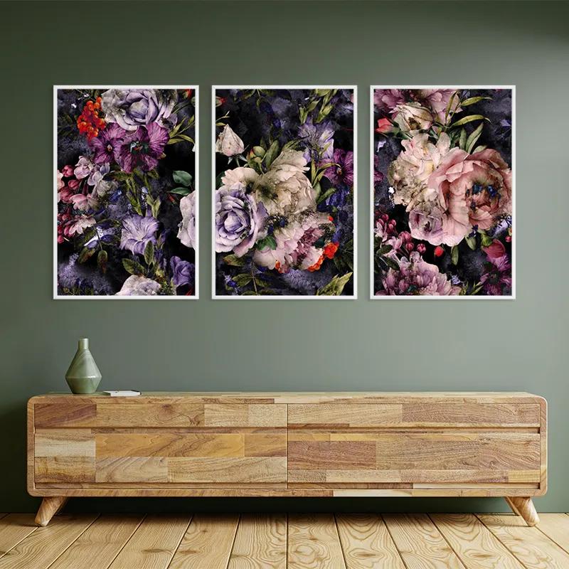 többrészes vászonkép Abstract Purple Flowers mockup 2