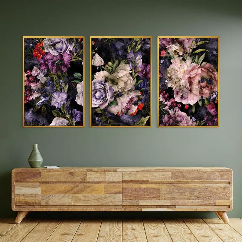többrészes vászonkép Abstract Purple Flowers mockup 2