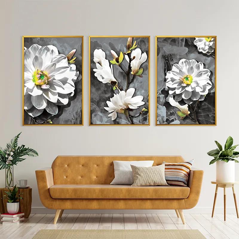 többrészes vászonkép Smoke White Flower mockup 4