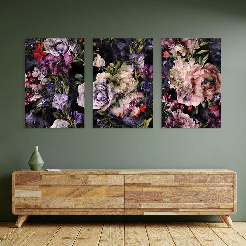 többrészes vászonkép Abstract Purple Flowers mockup 2