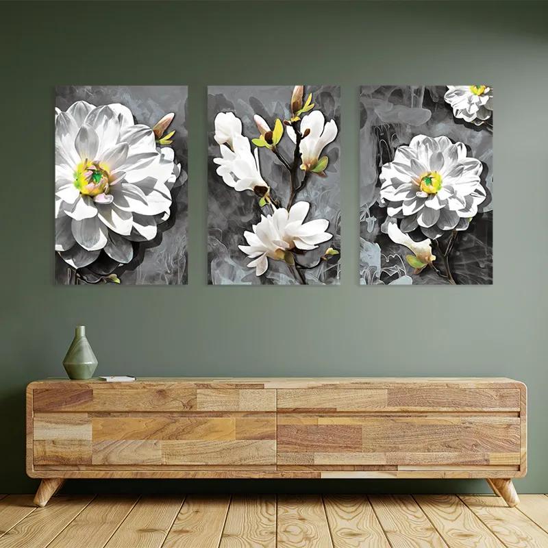 többrészes vászonkép Smoke White Flower mockup 2