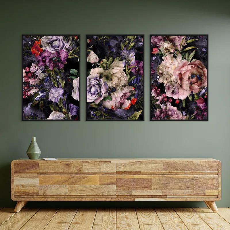 többrészes vászonkép Abstract Purple Flowers mockup 2