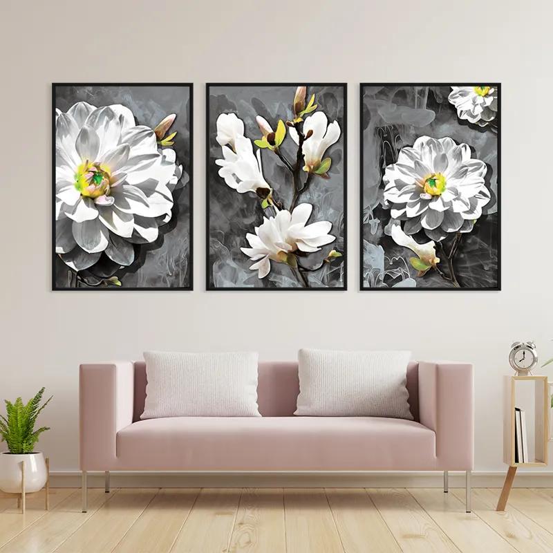 többrészes vászonkép Smoke White Flower mockup 3