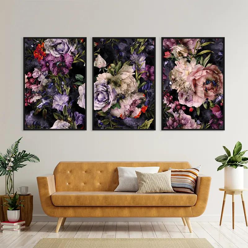 többrészes vászonkép Abstract Purple Flowers mockup 4