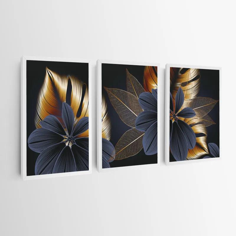 többrészes vászonkép Blacknd Gold Flower mockup 0