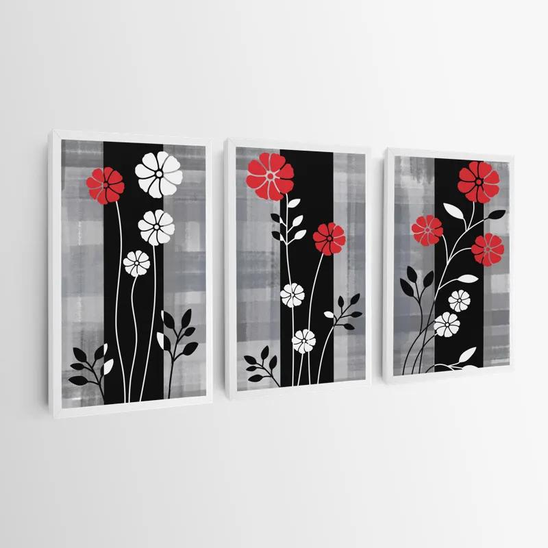 többrészes vászonkép Whitend Red Flowers mockup 0