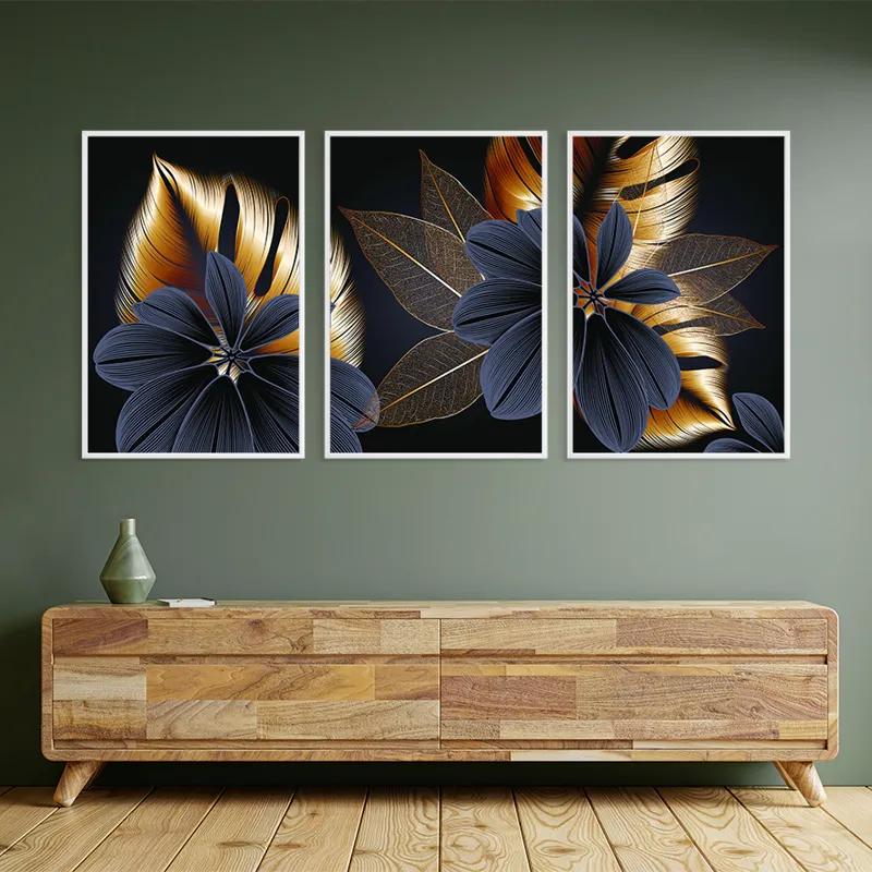 többrészes vászonkép Blacknd Gold Flower mockup 2