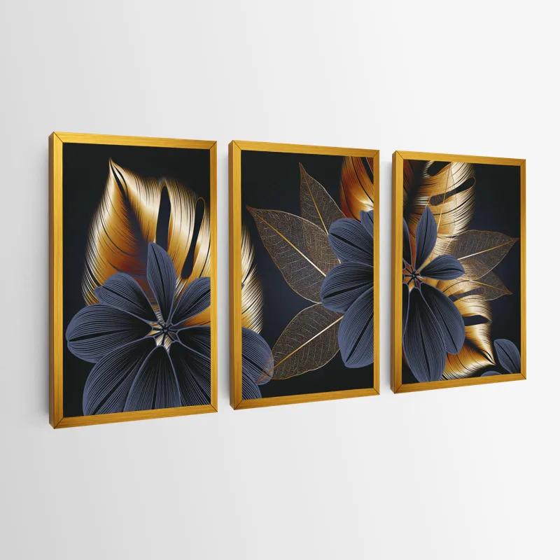 többrészes vászonkép Blacknd Gold Flower mockup 0