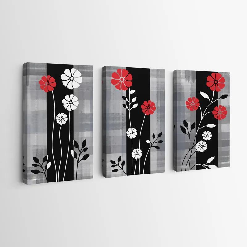 többrészes vászonkép Whitend Red Flowers mockup 0