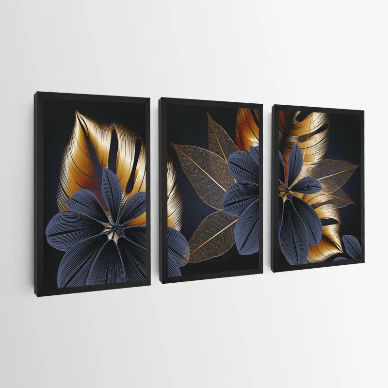 többrészes vászonkép Blacknd Gold Flower mockup 0