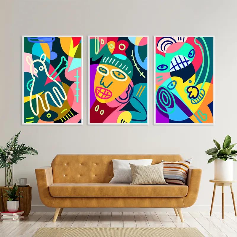 többrészes vászonkép Colorful Face Set mockup 4