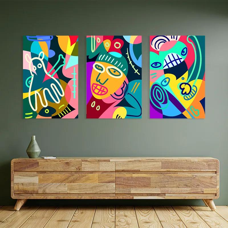 többrészes vászonkép Colorful Face Set mockup 2