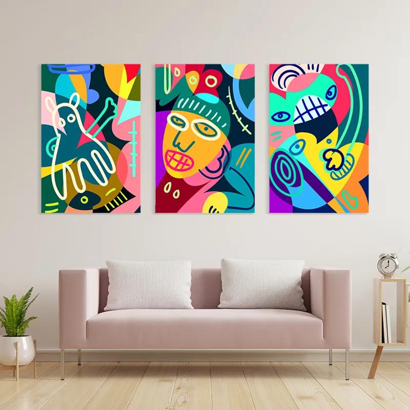 többrészes vászonkép Colorful Face Set mockup 3