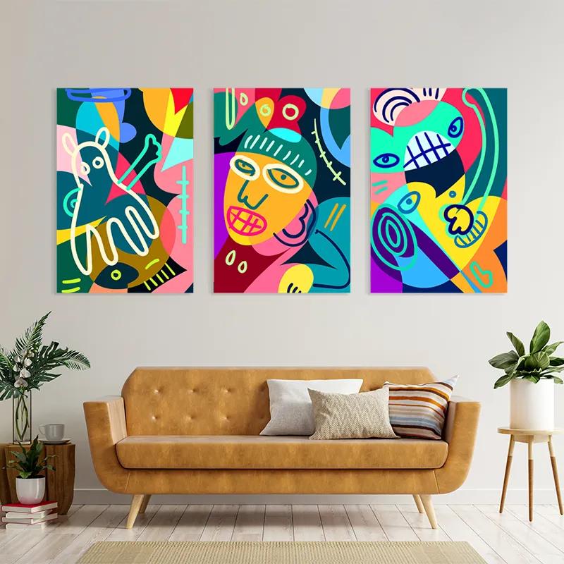 többrészes vászonkép Colorful Face Set mockup 4