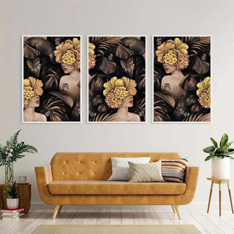 többrészes vászonkép Golden Flower Girls mockup 4