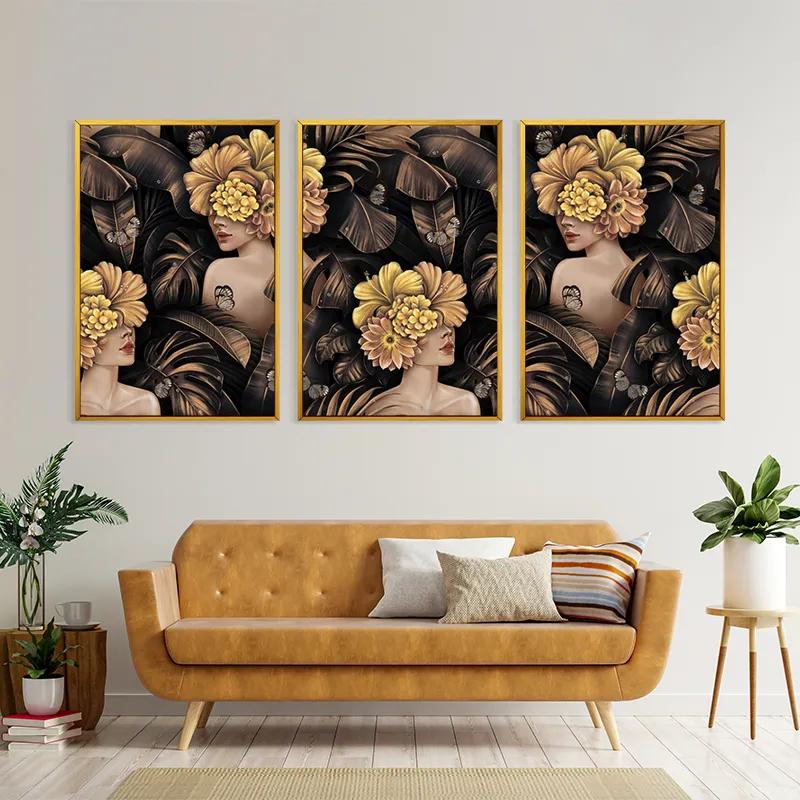 többrészes vászonkép Golden Flower Girls mockup 4