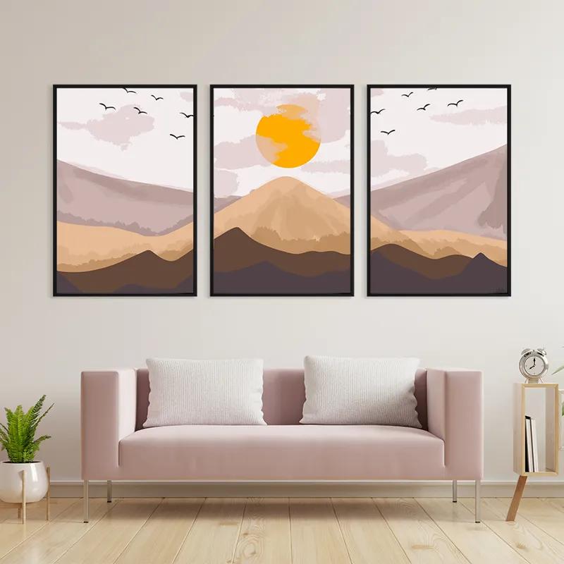 többrészes vászonkép Mountain Sunrise Set mockup 3