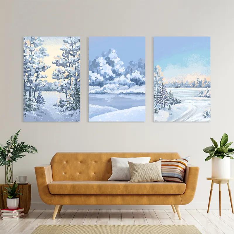 többrészes vászonkép Art Winter Set mockup 4