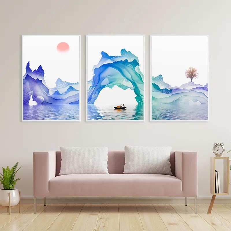 többrészes vászonkép Abstract Purple Lake mockup 3