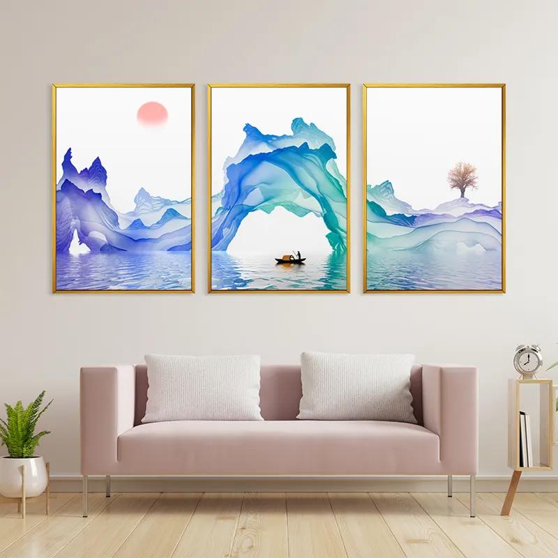 többrészes vászonkép Abstract Purple Lake mockup 3