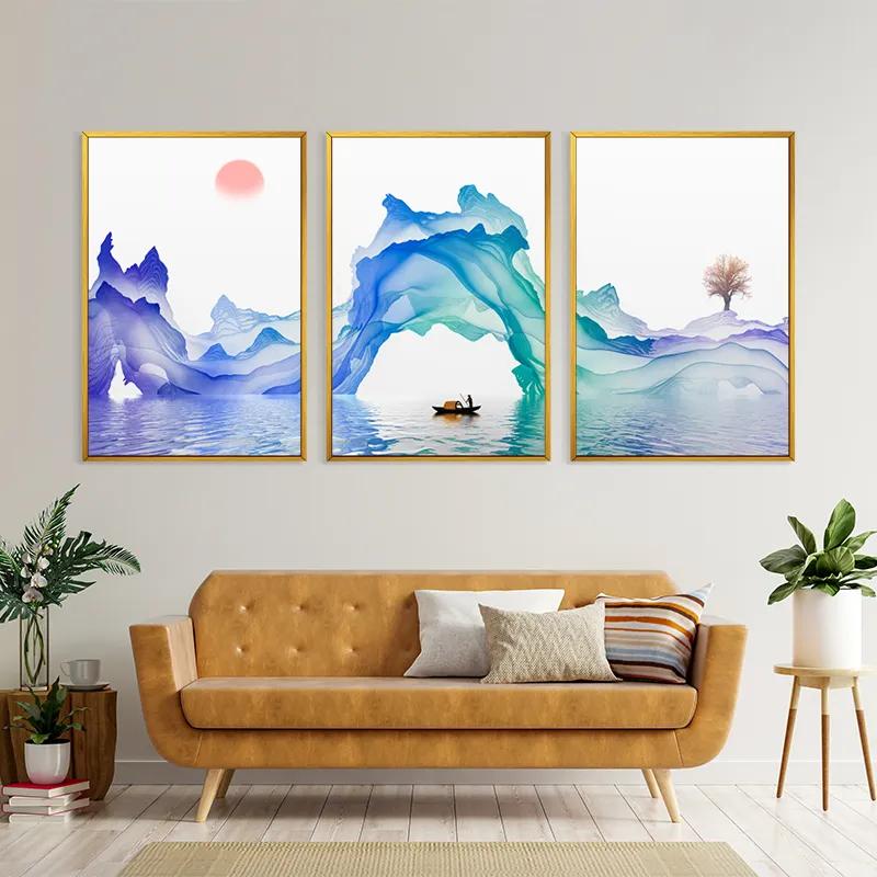 többrészes vászonkép Abstract Purple Lake mockup 4