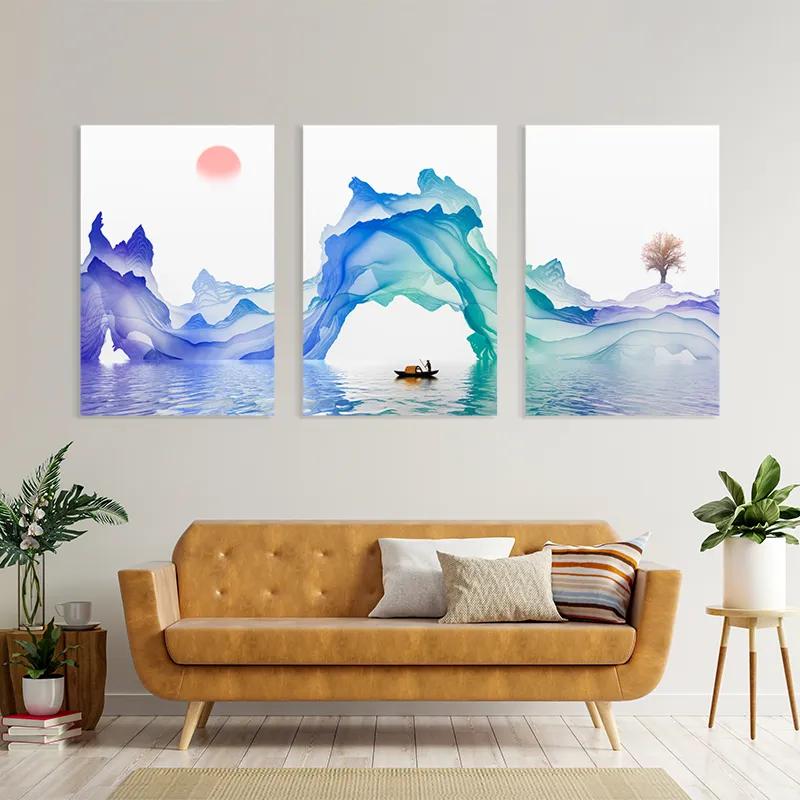 többrészes vászonkép Abstract Purple Lake mockup 4