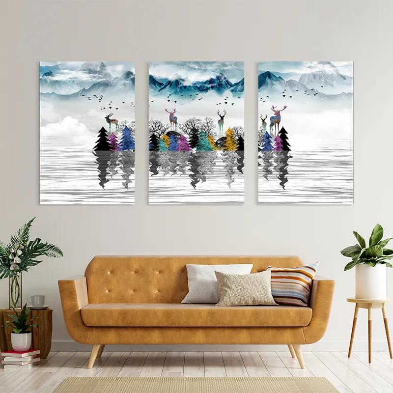 többrészes vászonkép Mountain Lake mockup 4