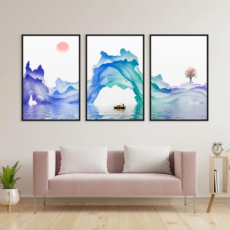 többrészes vászonkép Abstract Purple Lake mockup 3