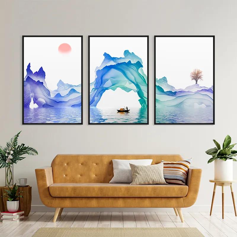 többrészes vászonkép Abstract Purple Lake mockup 4