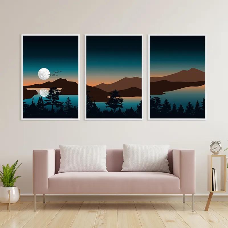 többrészes vászonkép Full Moon Mountain mockup 3