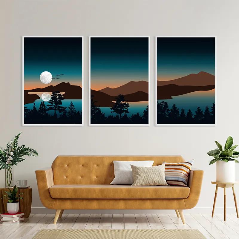 többrészes vászonkép Full Moon Mountain mockup 4