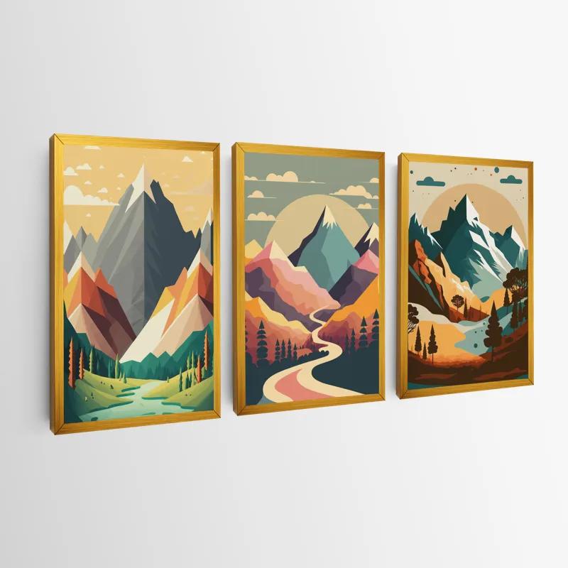 többrészes vászonkép Colorful Mountain Set mockup 0