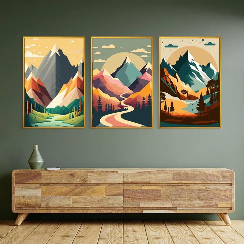 többrészes vászonkép Colorful Mountain Set mockup 2