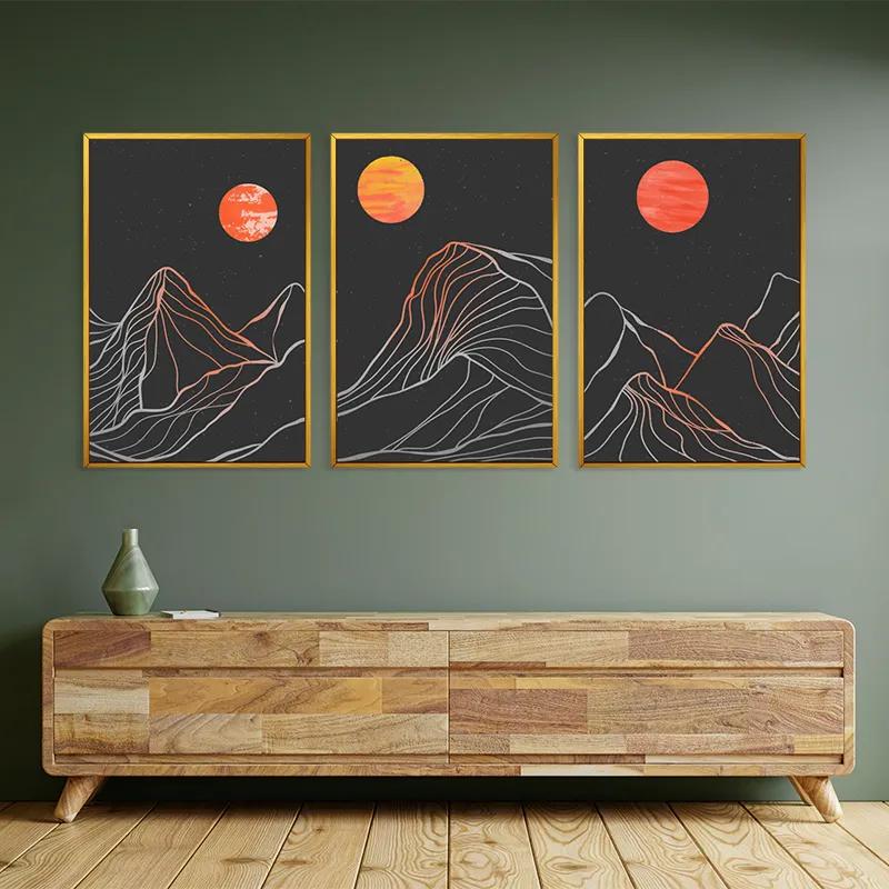 többrészes vászonkép Orange Moon Line mockup 2
