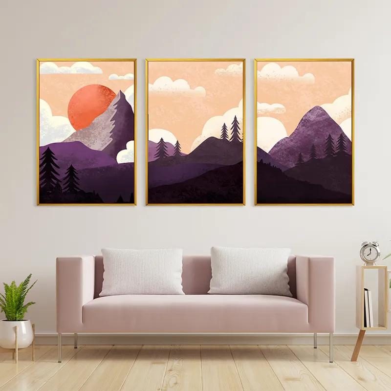 többrészes vászonkép Purple Mountain mockup 3