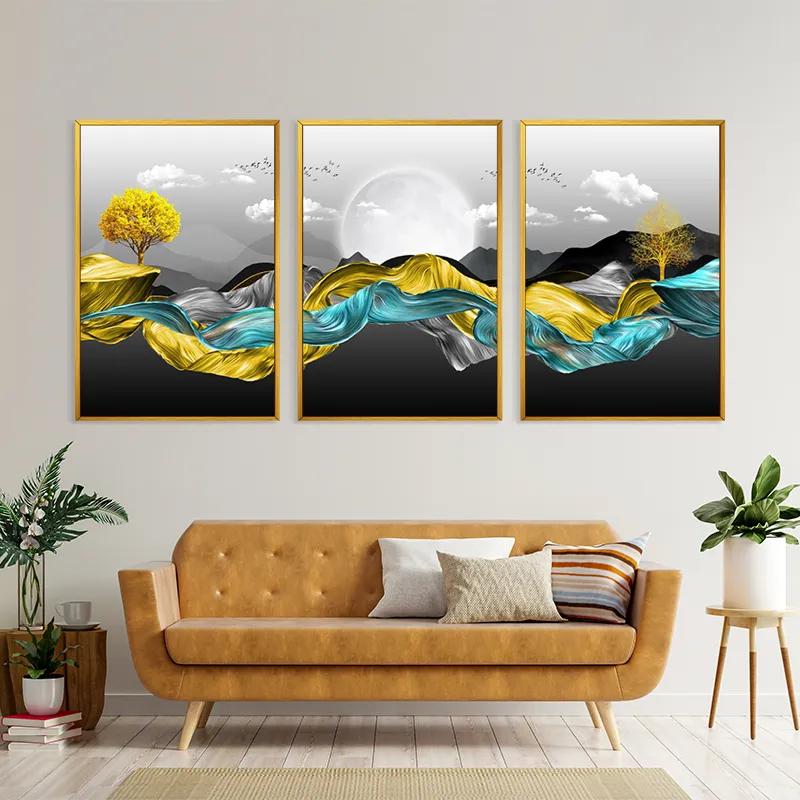 többrészes vászonkép Gold Mountain Waves mockup 4