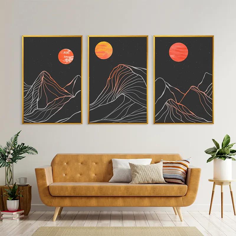 többrészes vászonkép Orange Moon Line mockup 4