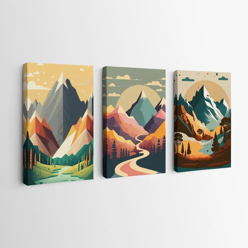 többrészes vászonkép Colorful Mountain Set mockup 0