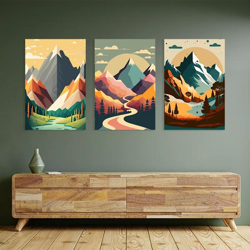 többrészes vászonkép Colorful Mountain Set mockup 2