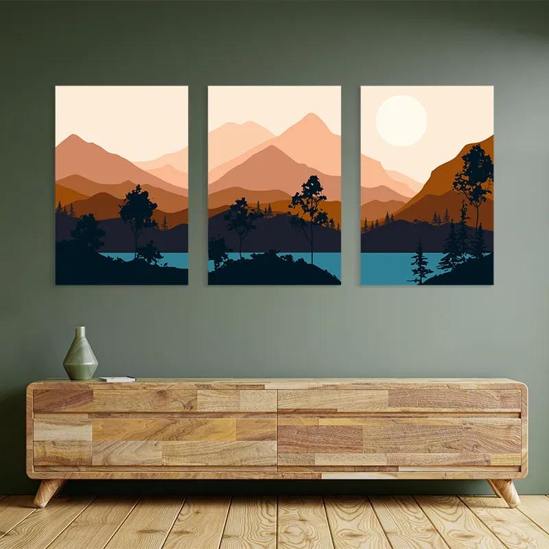 többrészes vászonkép Cream Moon Mountain mockup 2