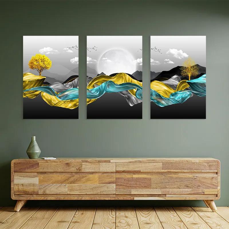 többrészes vászonkép Gold Mountain Waves mockup 2