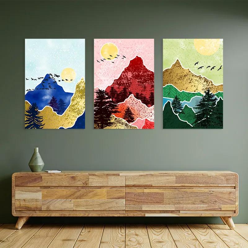 többrészes vászonkép Mountainirds Set mockup 2